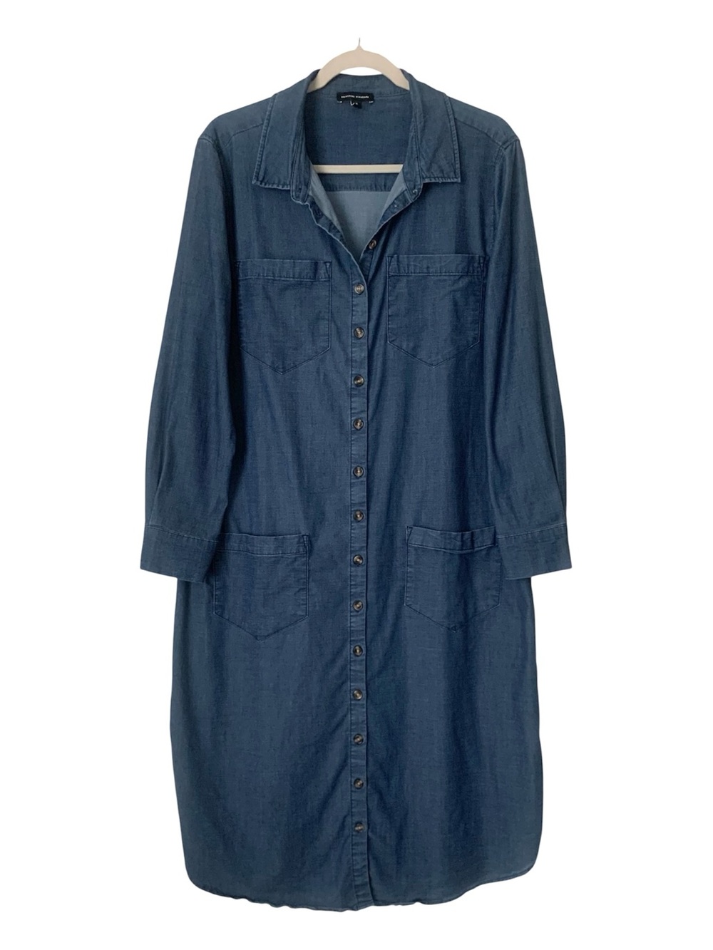 Universal Standard Chambray Blue Long Dress 4-Pocket Button-Front Relaxed Fit XS